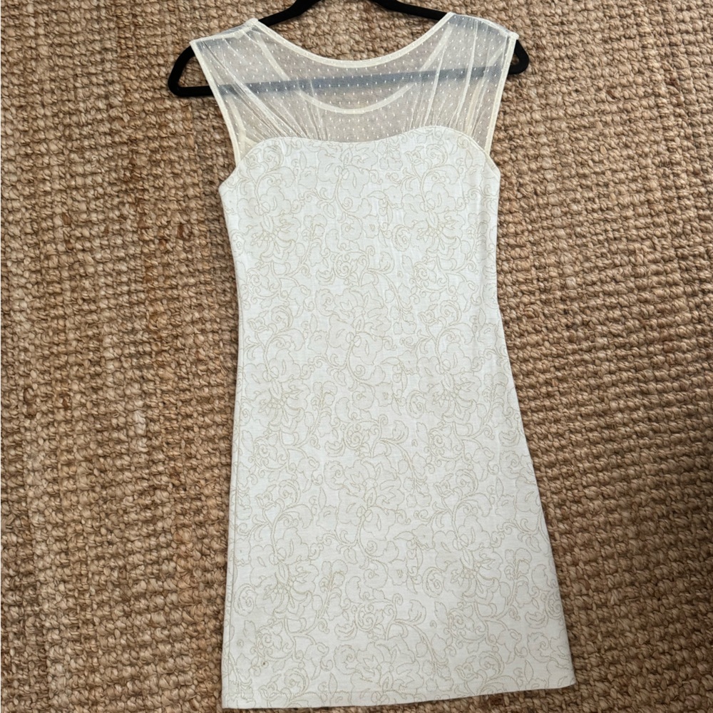 Free People XS off white dress with gold detail